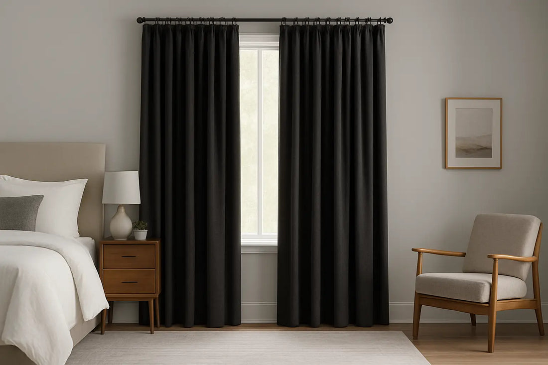 modern bedroom with blackout curtains cover image