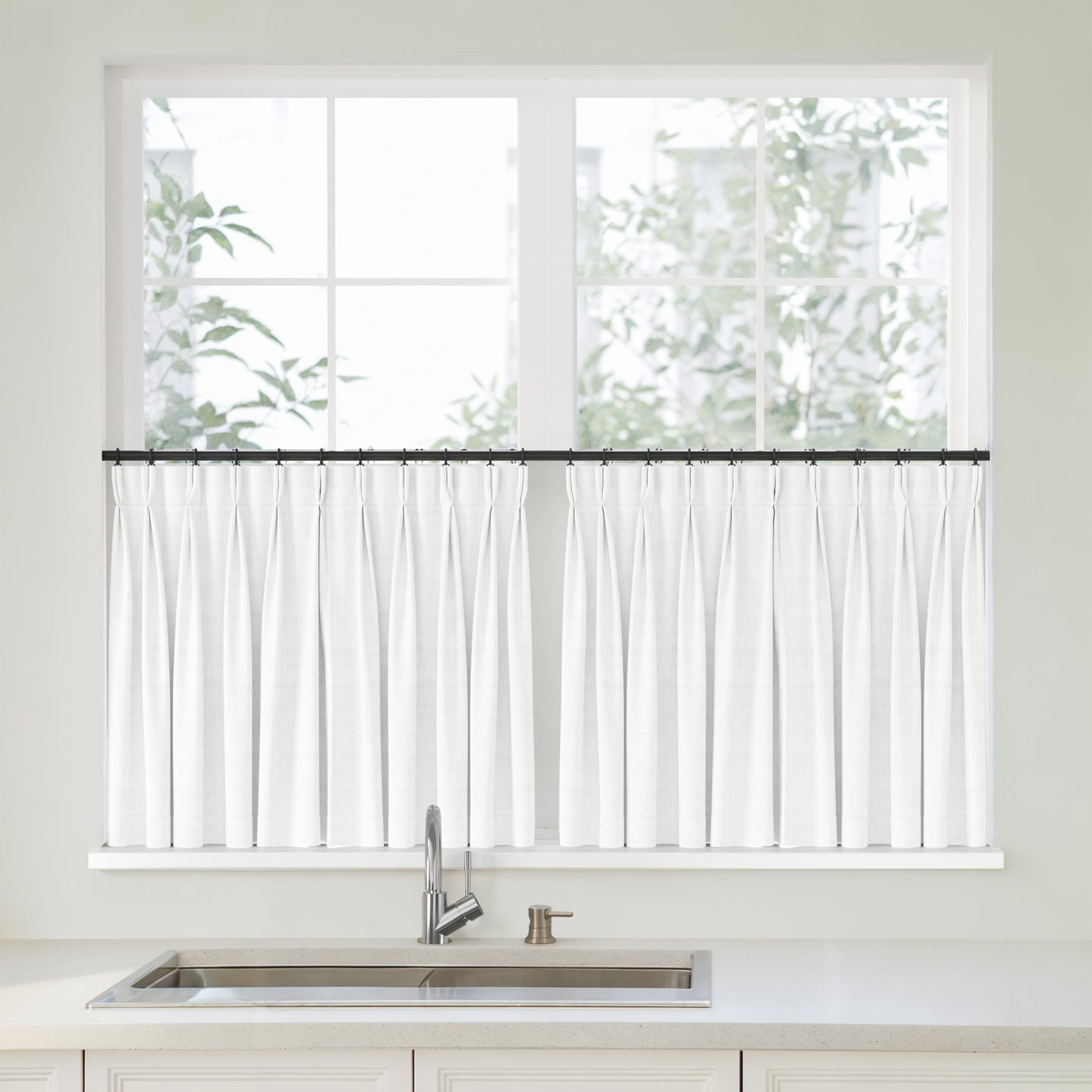 Florence Linen Pleated Cafe Curtains