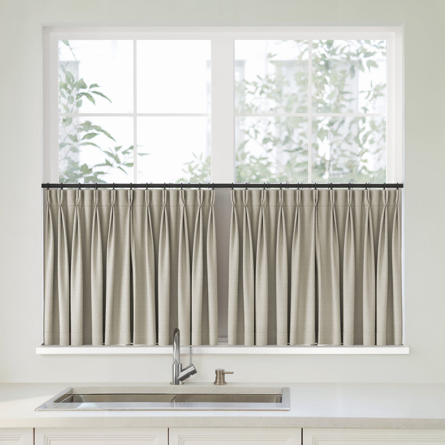 Florence Linen Pleated Cafe Curtains