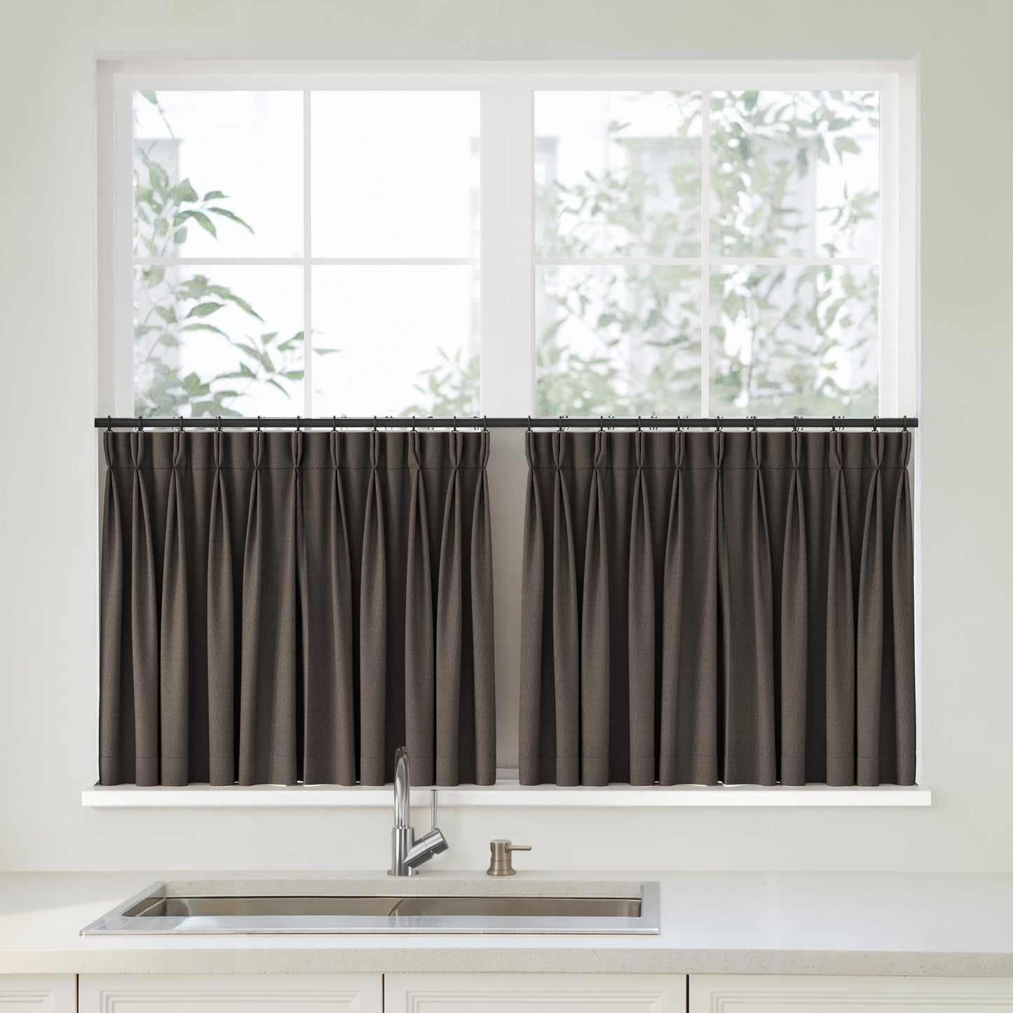 Florence Linen Pleated Cafe Curtains
