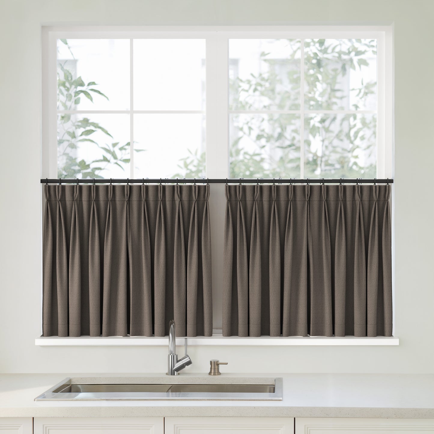 Florence Linen Pleated Cafe Curtains