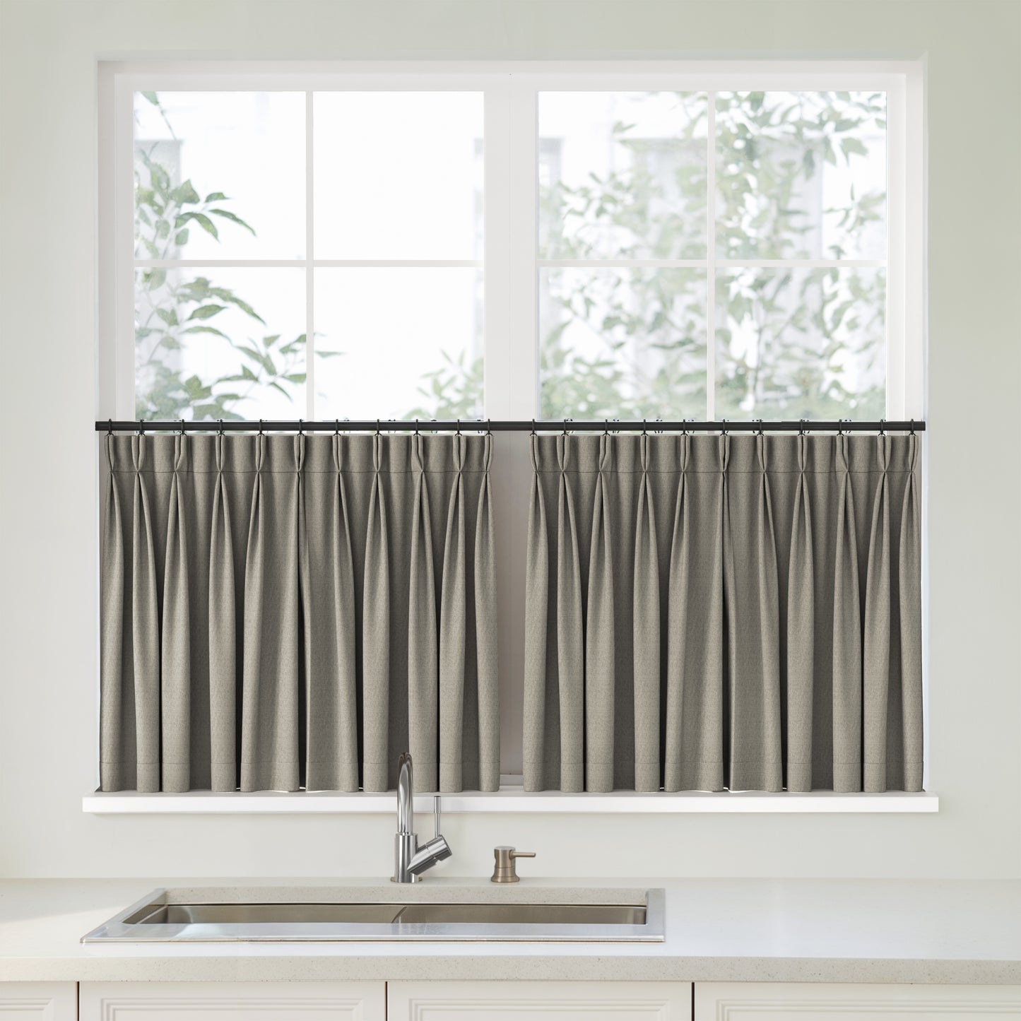 Florence Linen Pleated Cafe Curtains