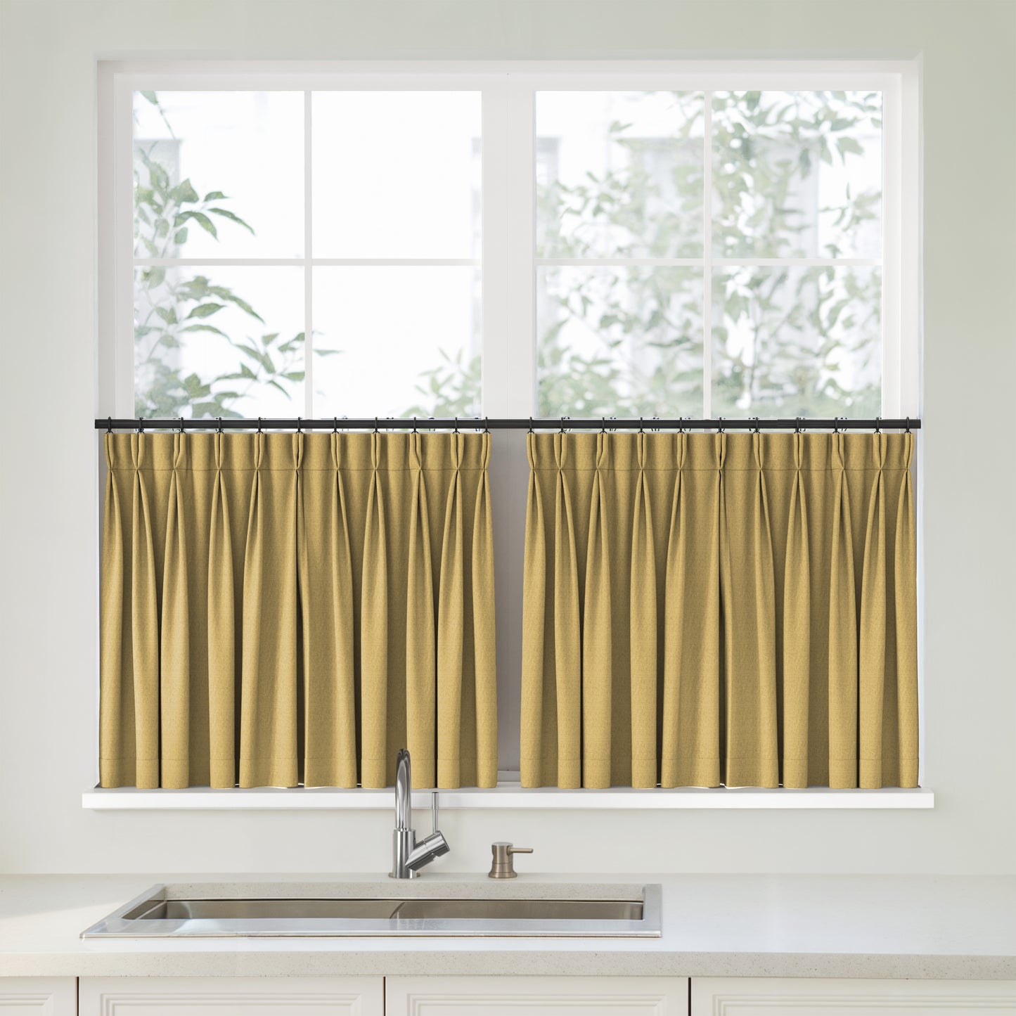 Florence Linen Pleated Cafe Curtains