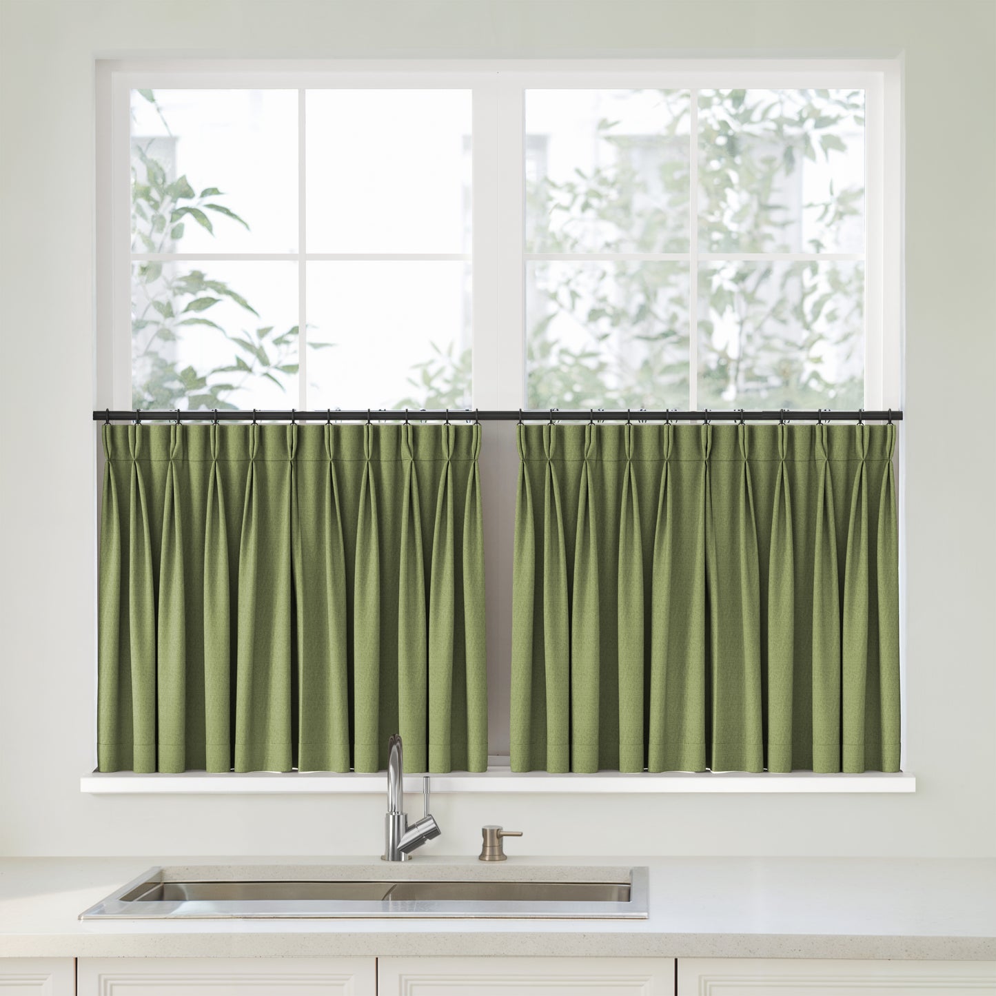 Florence Linen Pleated Cafe Curtains