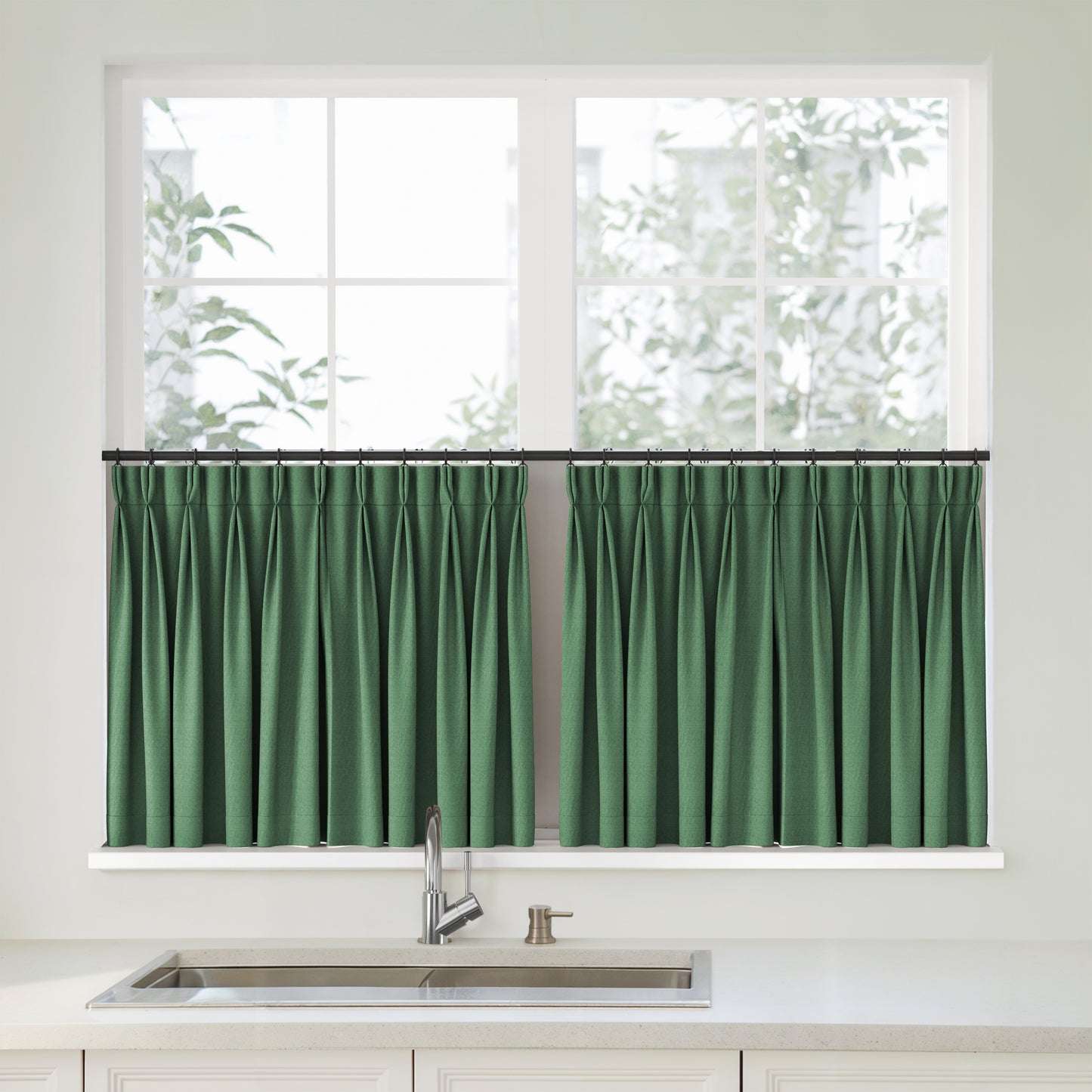 Florence Linen Pleated Cafe Curtains