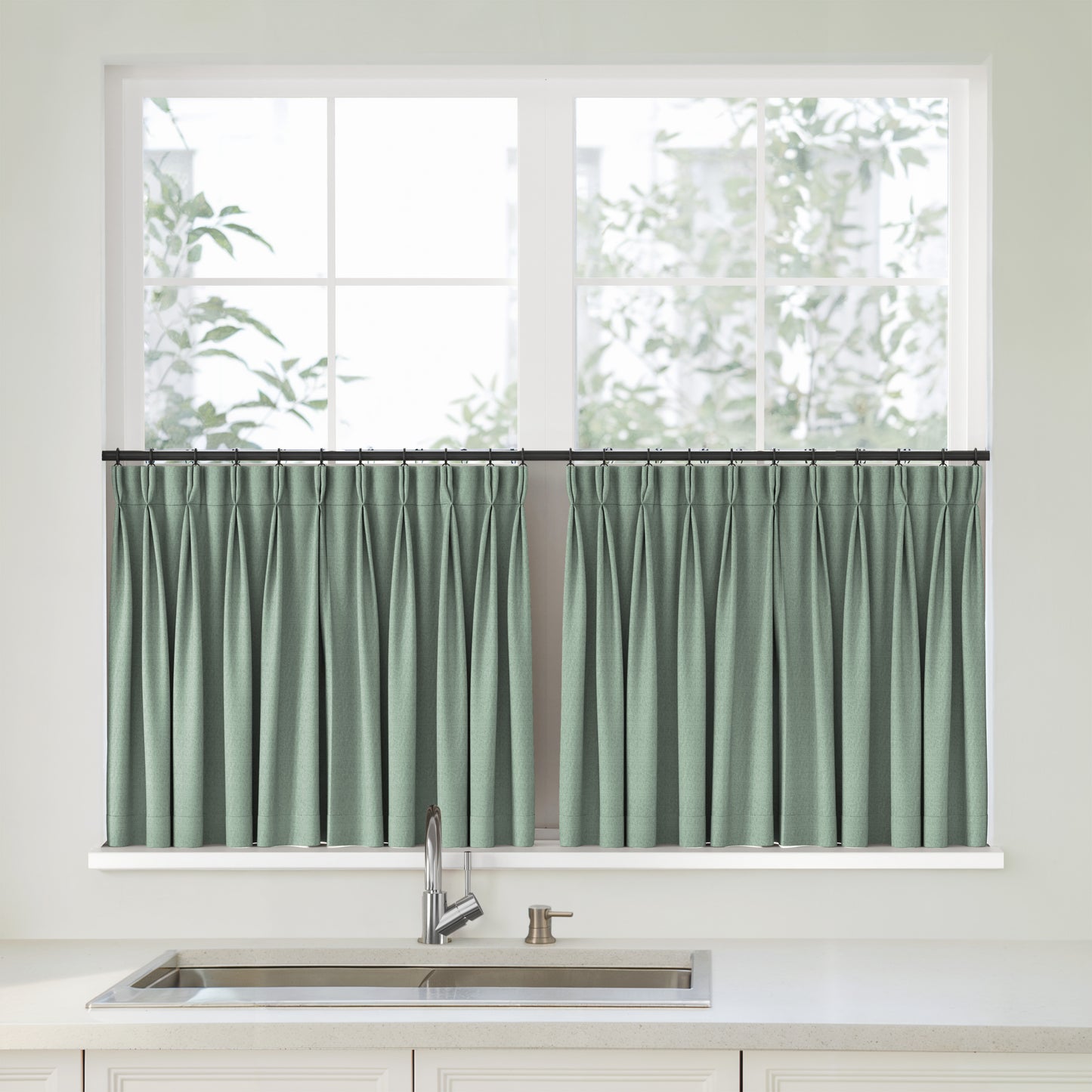 Florence Linen Pleated Cafe Curtains