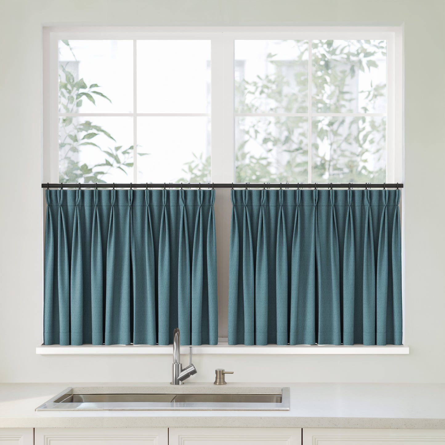 Florence Linen Pleated Cafe Curtains