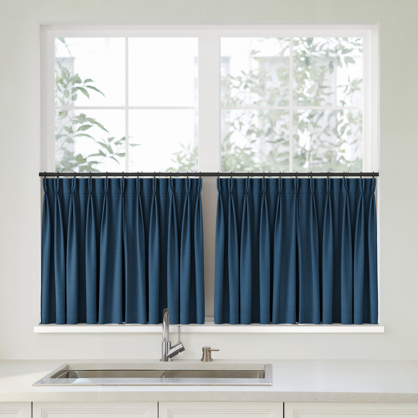 Florence Linen Pleated Cafe Curtains