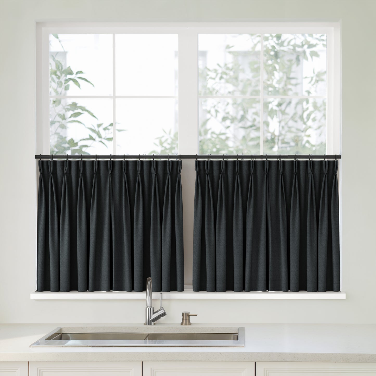 Florence Linen Pleated Cafe Curtains