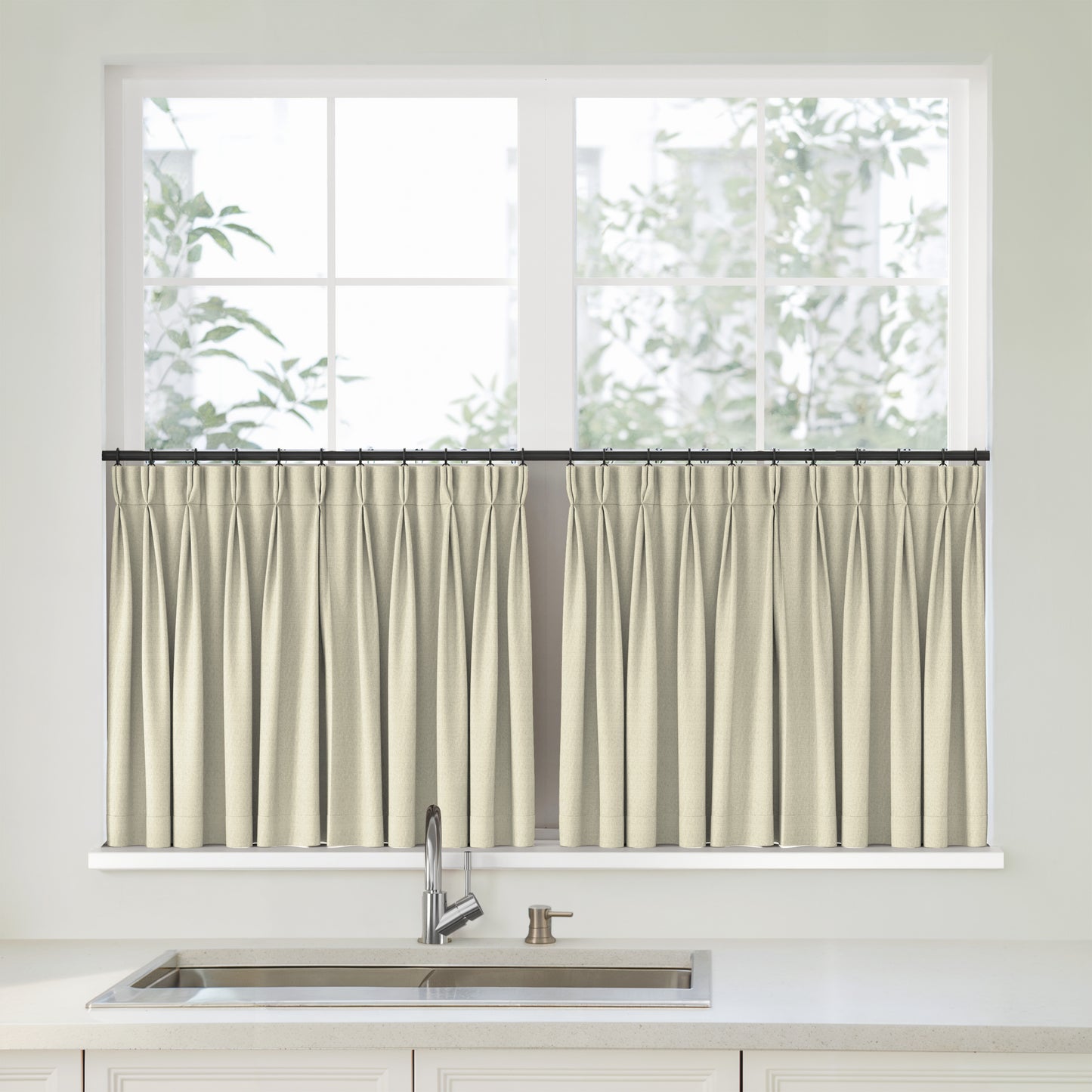 Florence Linen Pleated Cafe Curtains