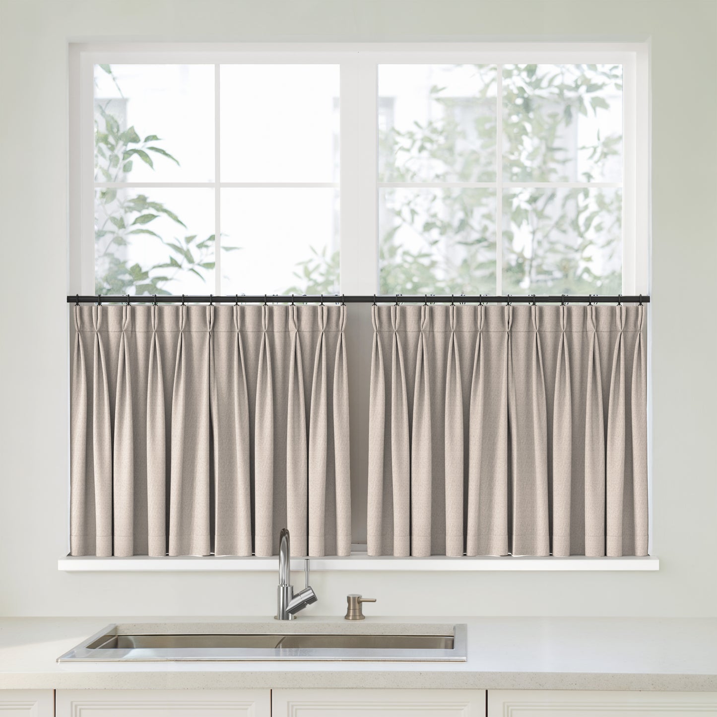 Florence Linen Pleated Cafe Curtains