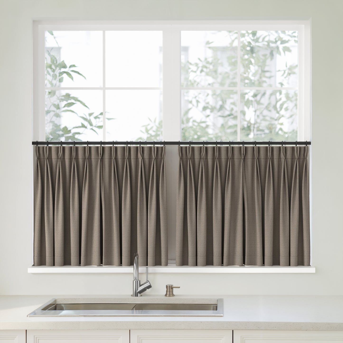 Florence Linen Pleated Cafe Curtains