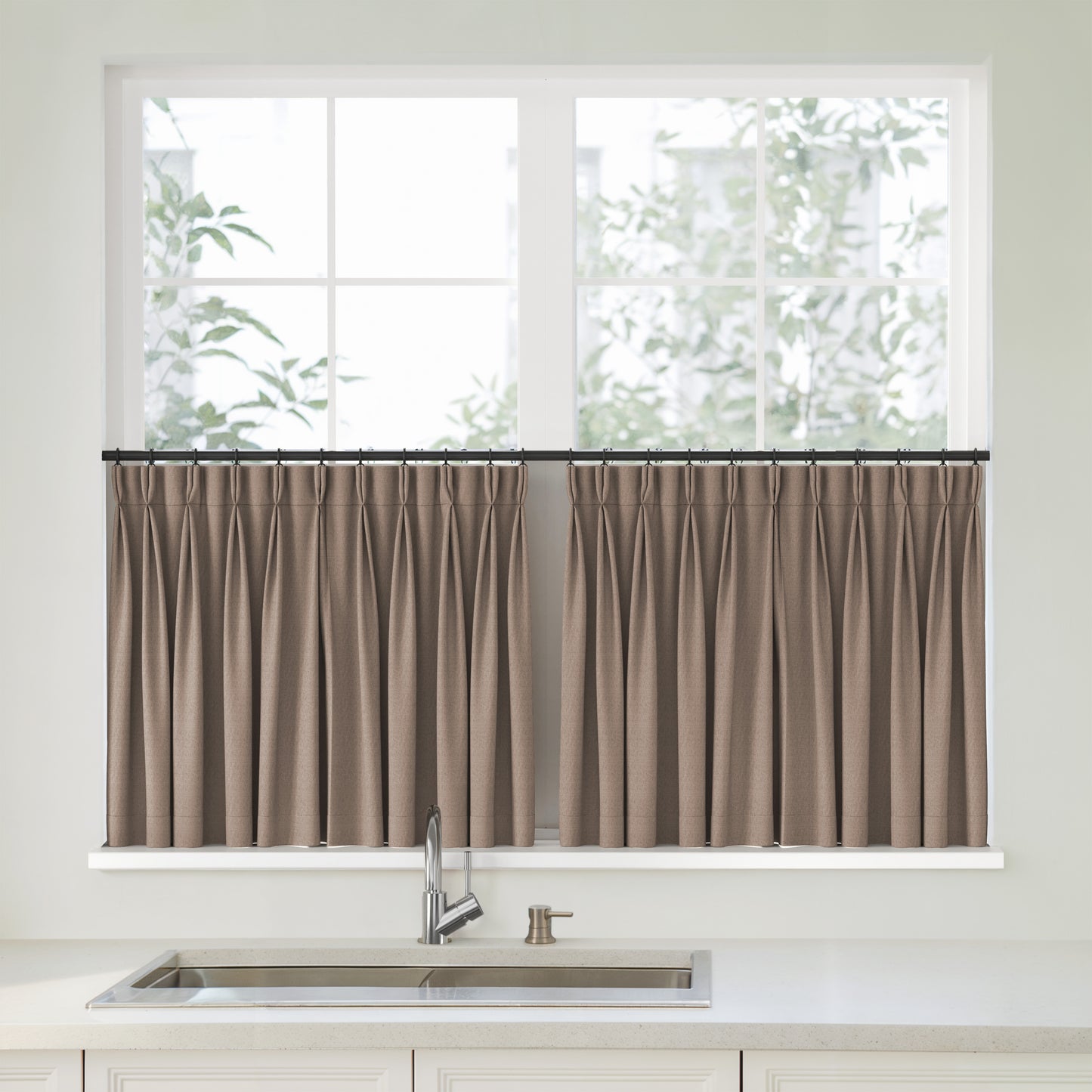 Florence Linen Pleated Cafe Curtains