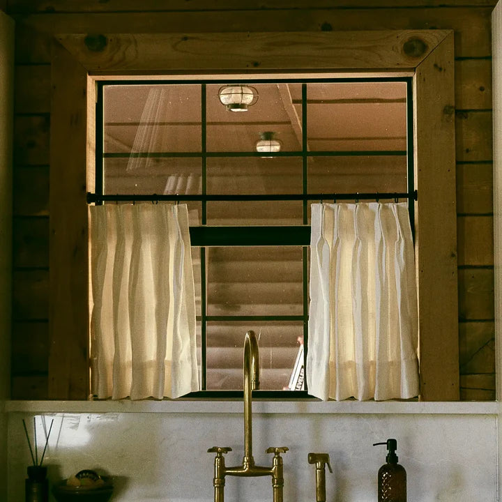 Florence Linen Pleated Cafe Curtains