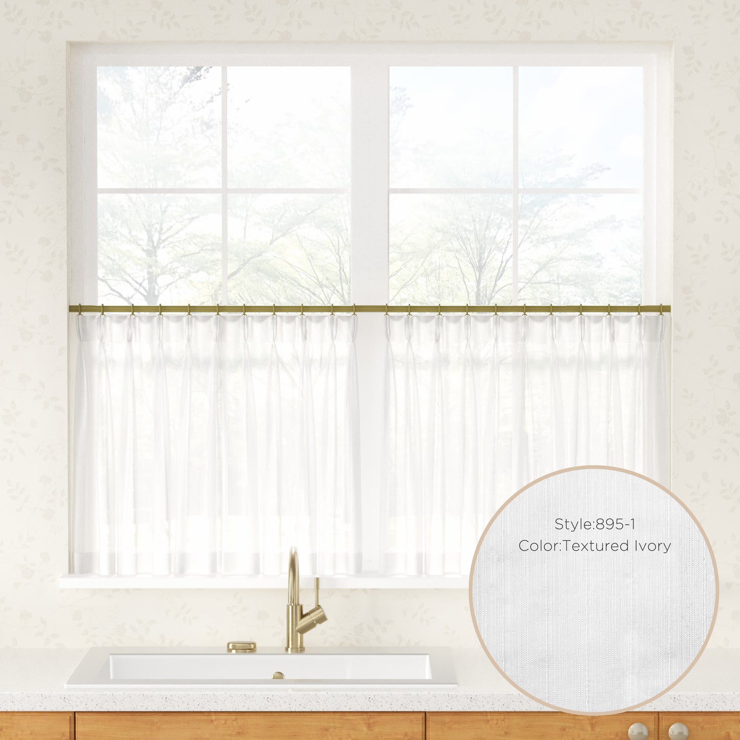 Auriel Semi Sheer Pleated Cafe Curtains