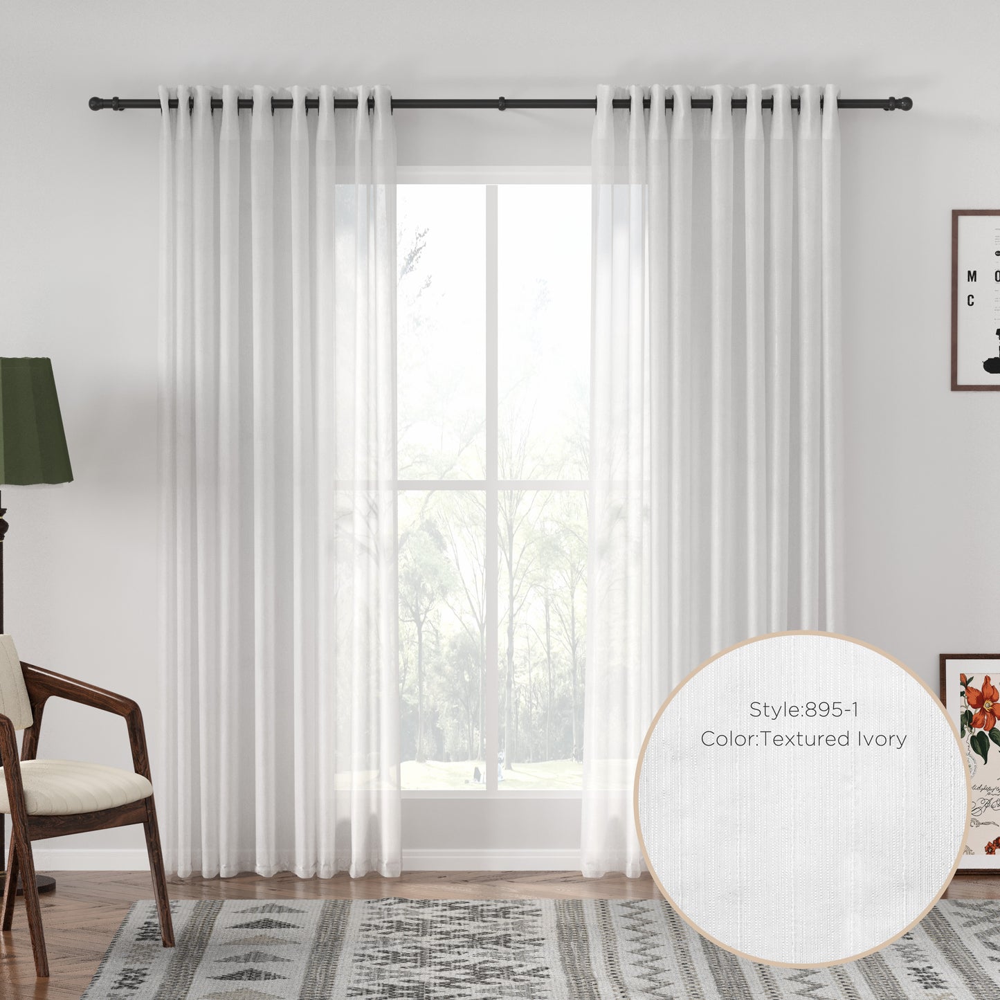 Auriel Semi Sheer Drapes Grommet