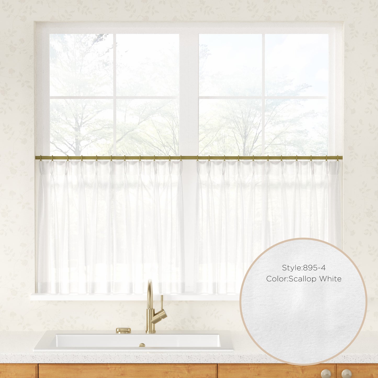 Auriel Semi Sheer Pleated Cafe Curtains