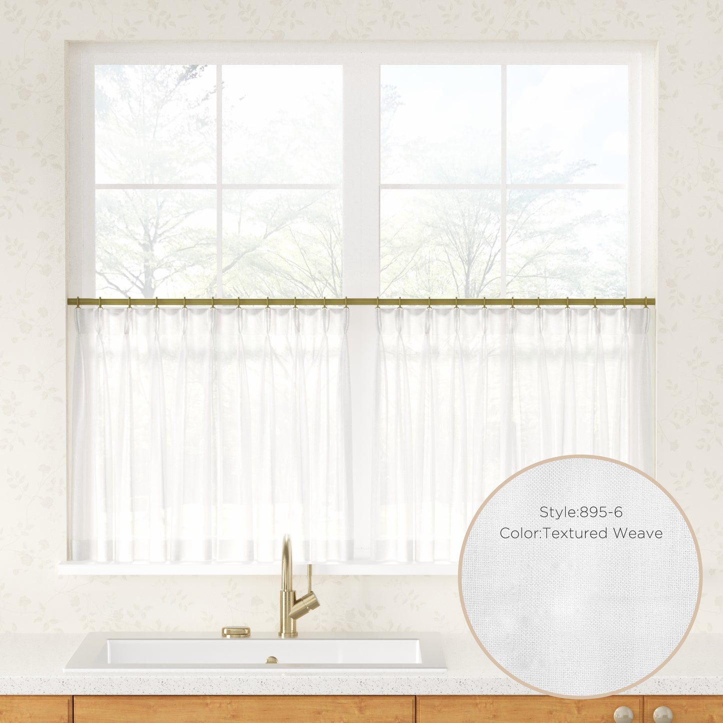 Auriel Semi Sheer Pleated Cafe Curtains