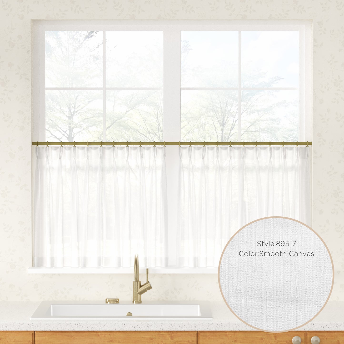 Auriel Semi Sheer Pleated Cafe Curtains