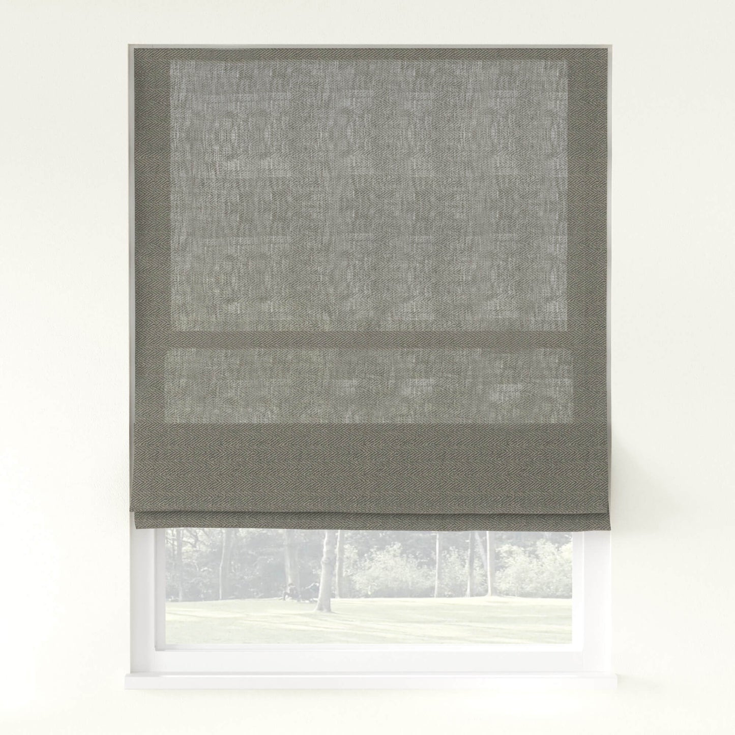 Chevron Herringbone Weave Linen Roman Shade Cordless