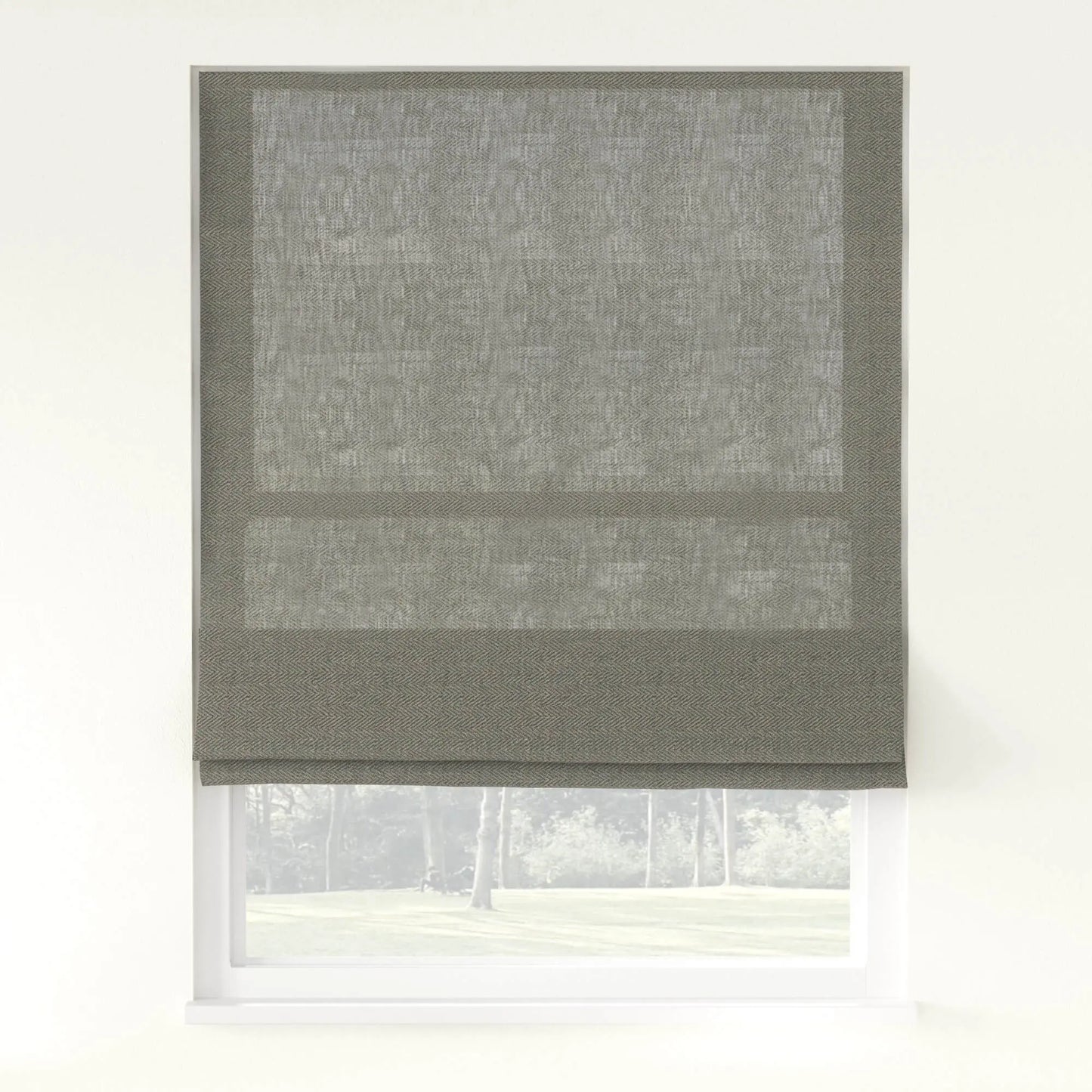 Chevron Herringbone Weave Linen Roman Shade Cordless LuxDrape