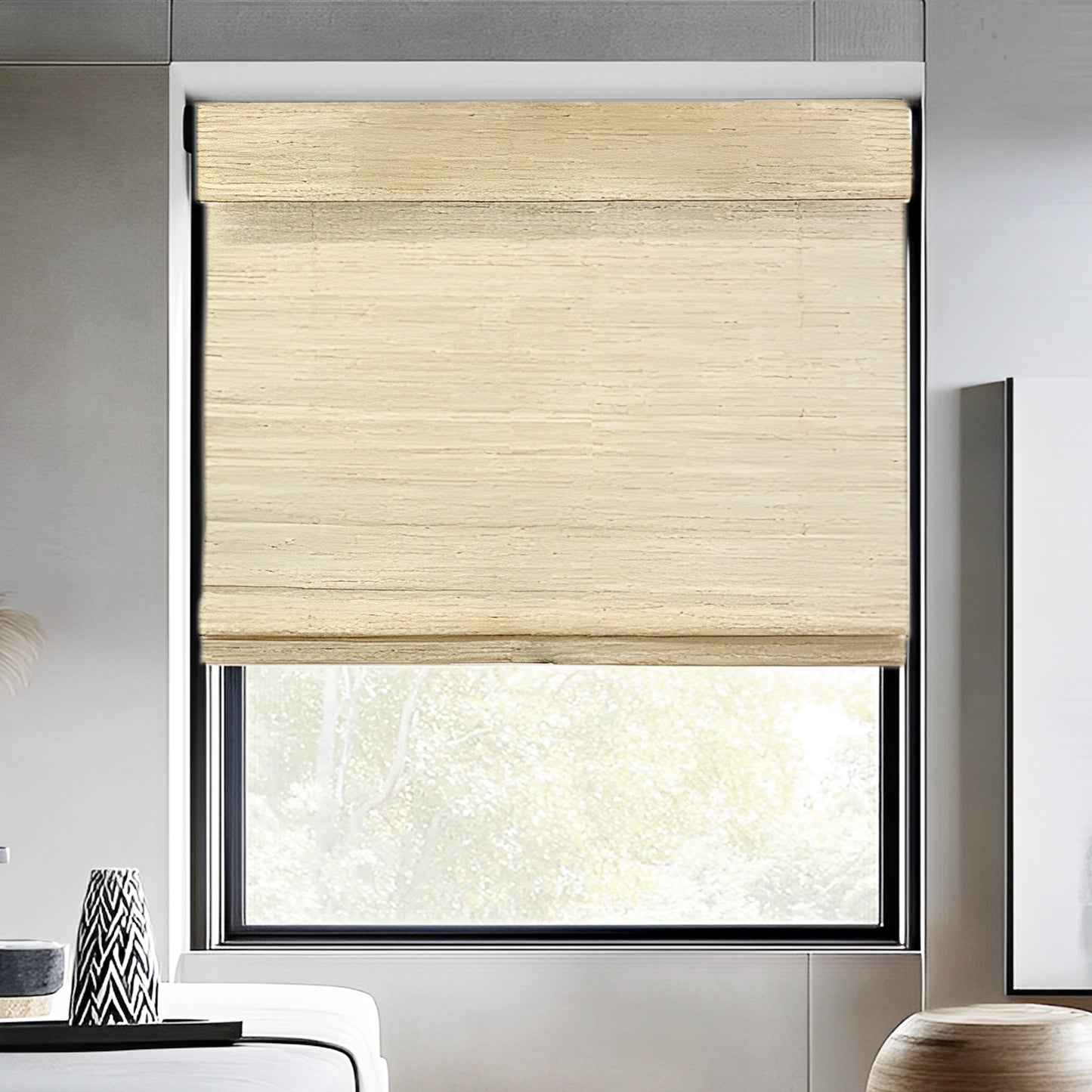 Ramie Woven Bamboo Shade, Amberwood