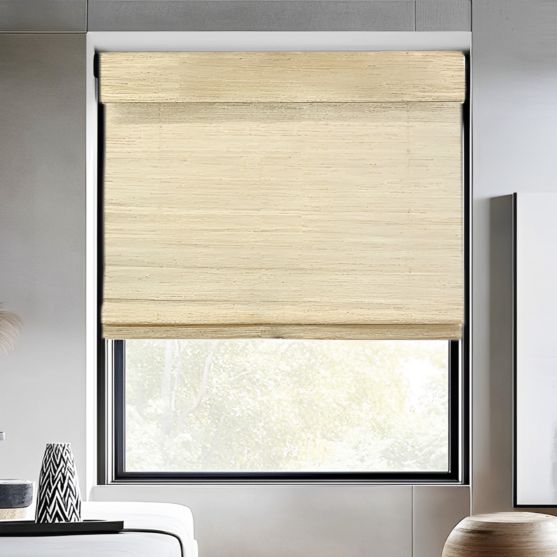 Ramie Woven Bamboo Shade, Amberwood - LuxDrape