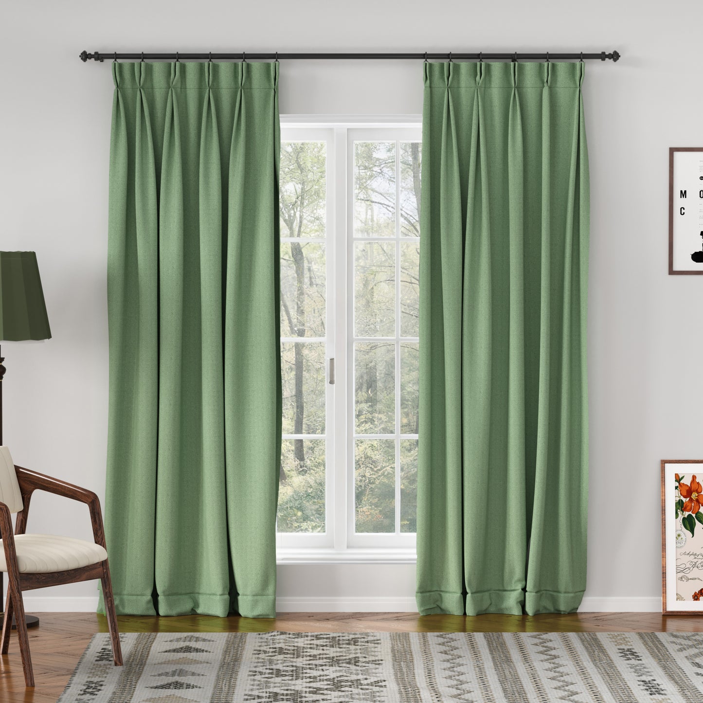 Chevron Textured Linen Blend Drape Pleated