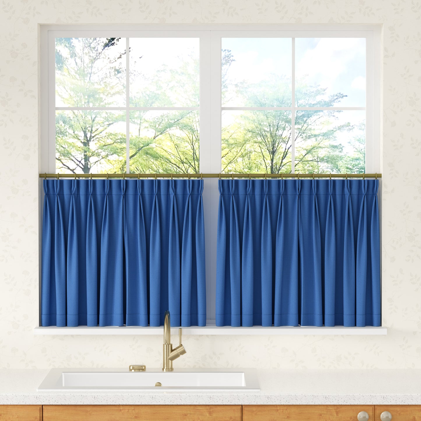 Chevron Herringbone Pattern Linen Pleated Cafe Curtains