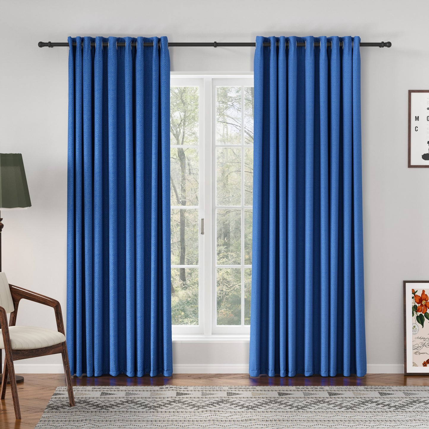 Chevron Textured Linen Blend Drapes Grommet