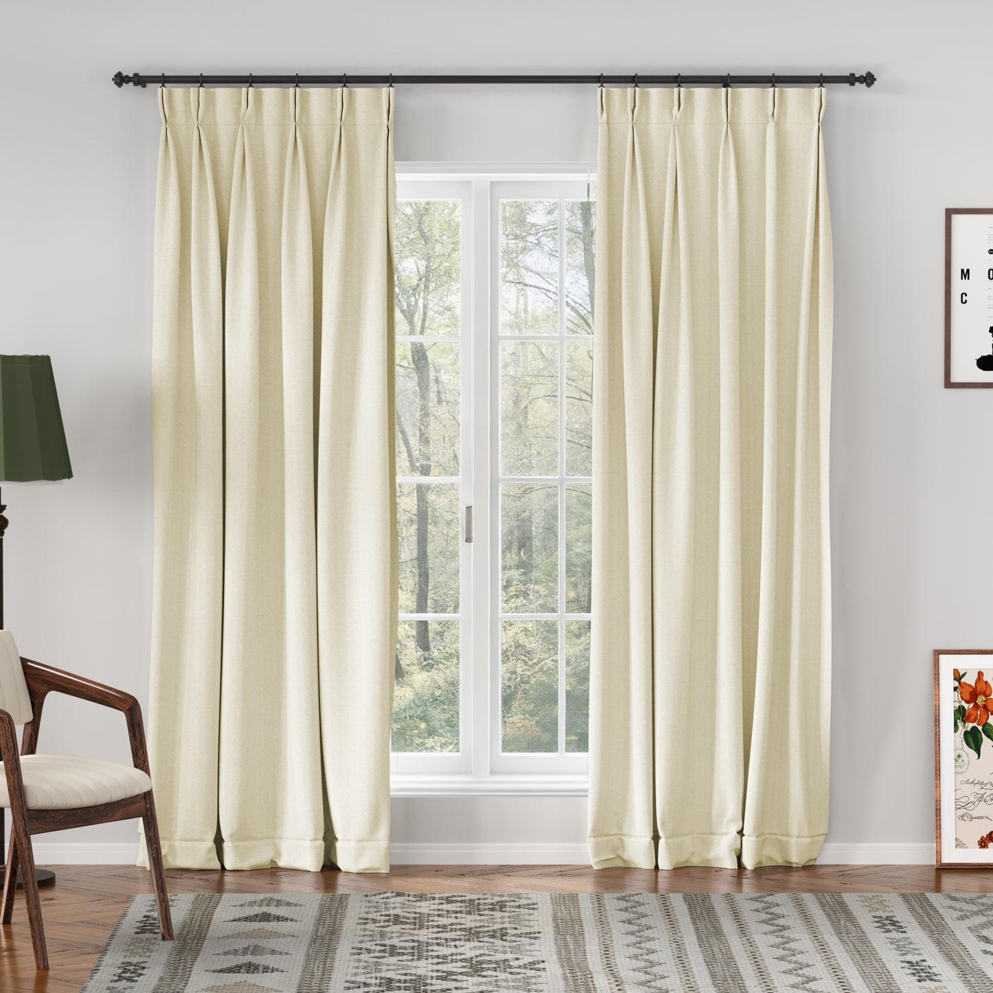 Chevron Textured Linen Blend Drape Pleated