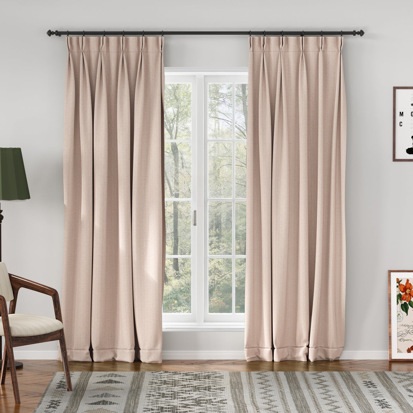 Chevron Textured Linen Blend Drape Pleated