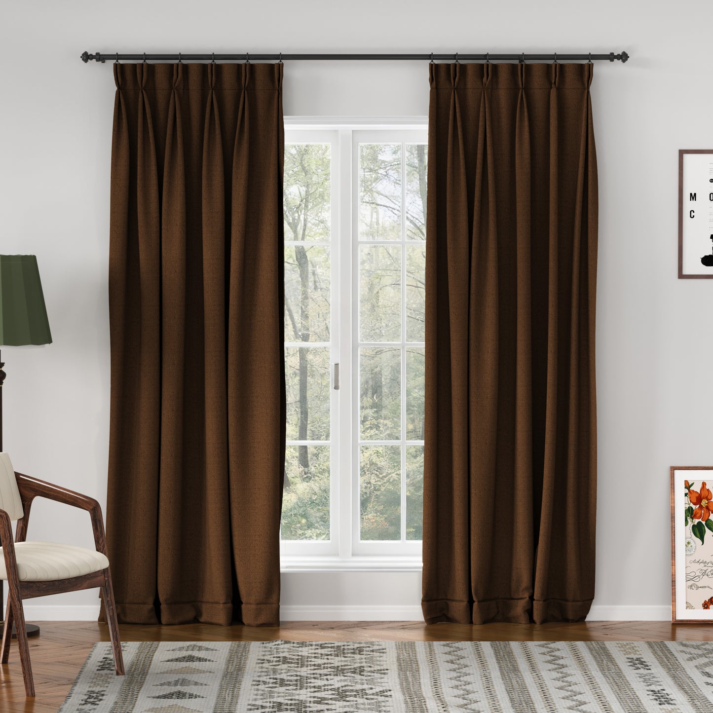 Chevron Textured Linen Blend Drape Pleated