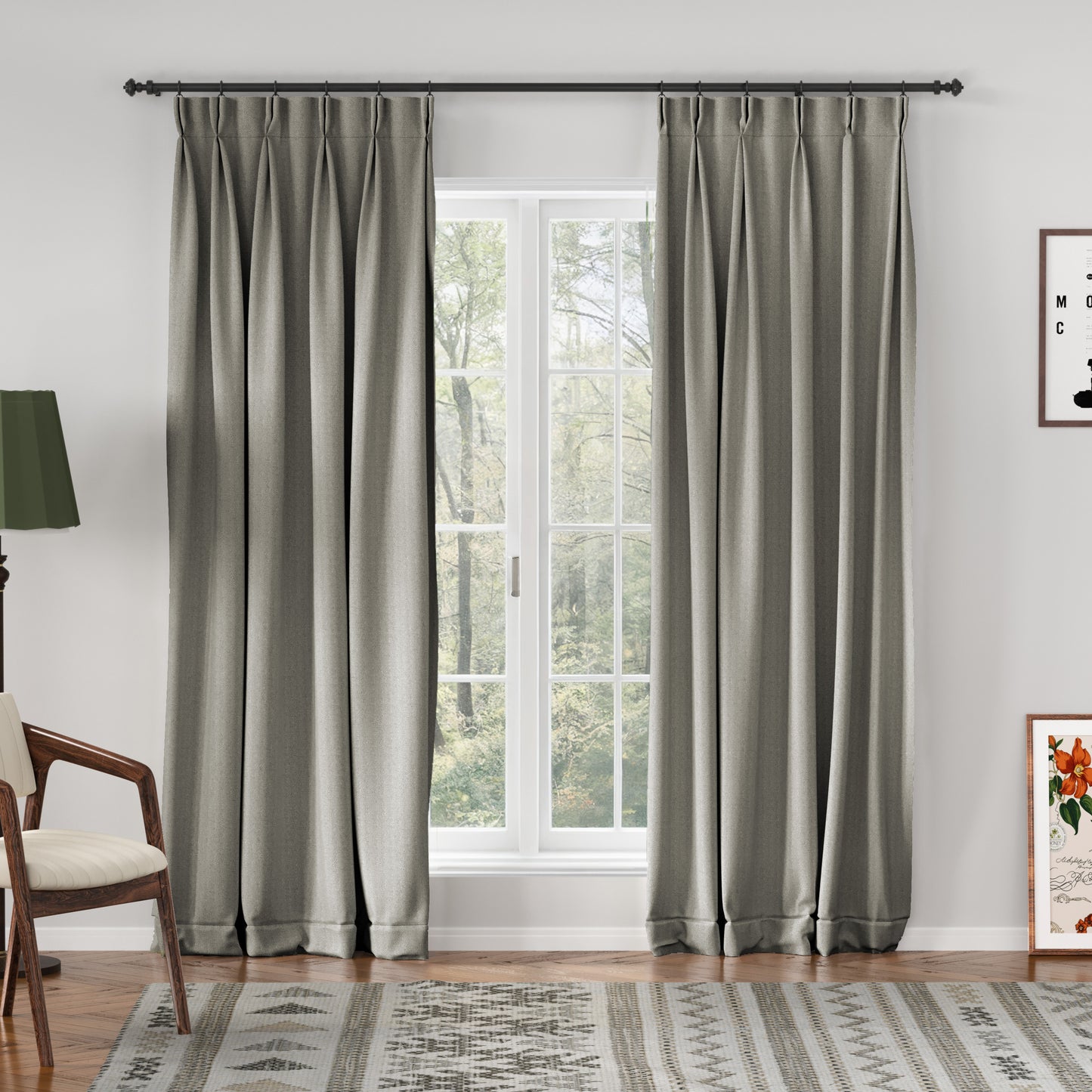 Chevron Textured Linen Blend Drape Pleated