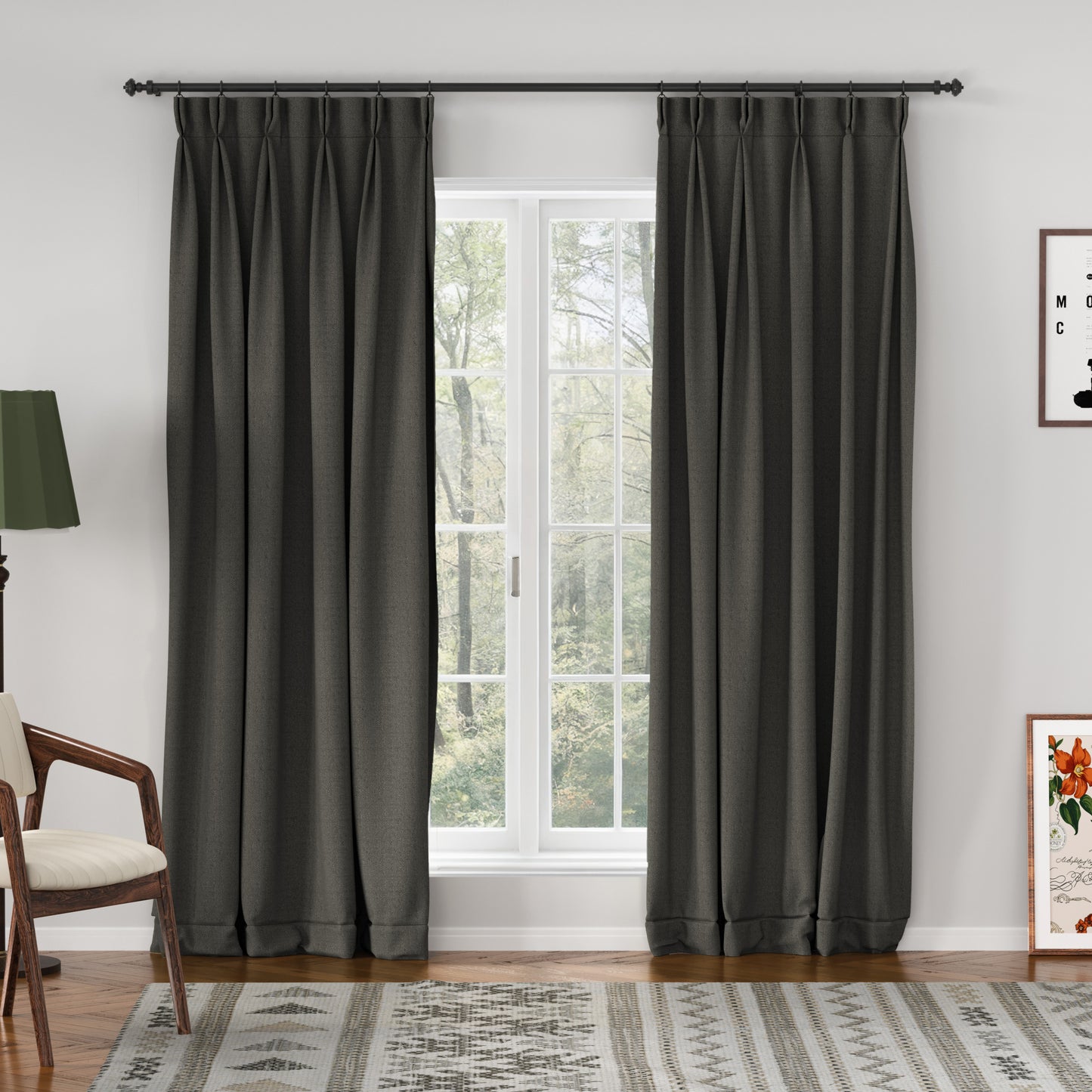 Chevron Textured Linen Blend Drape Pleated