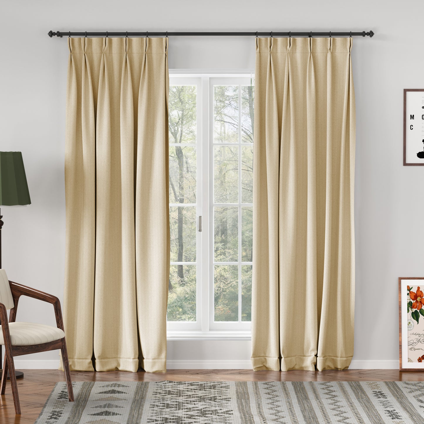 Chevron Textured Linen Blend Drape Pleated