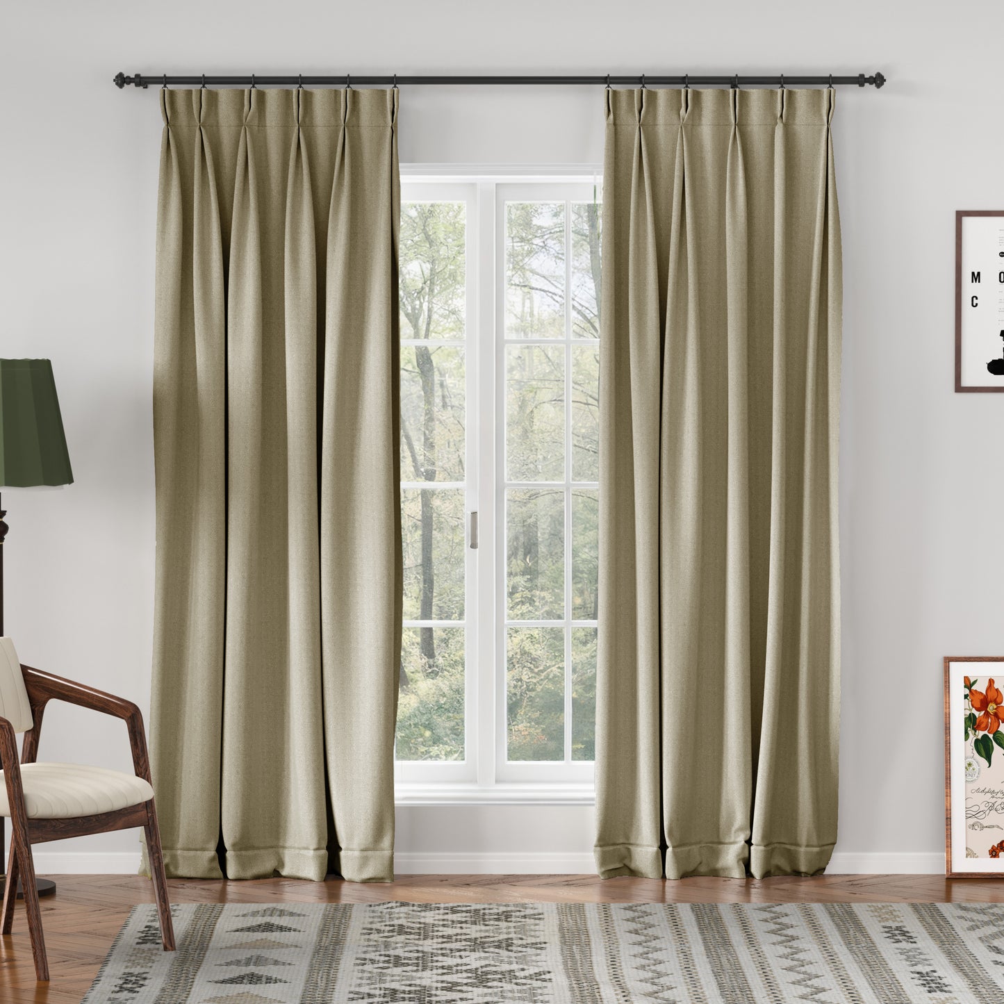 Chevron Textured Linen Blend Drape Pleated
