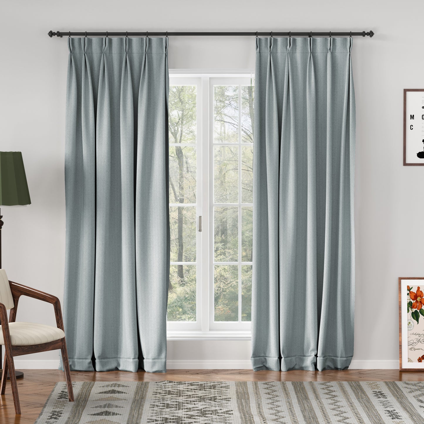 Chevron Textured Linen Blend Drape Pleated