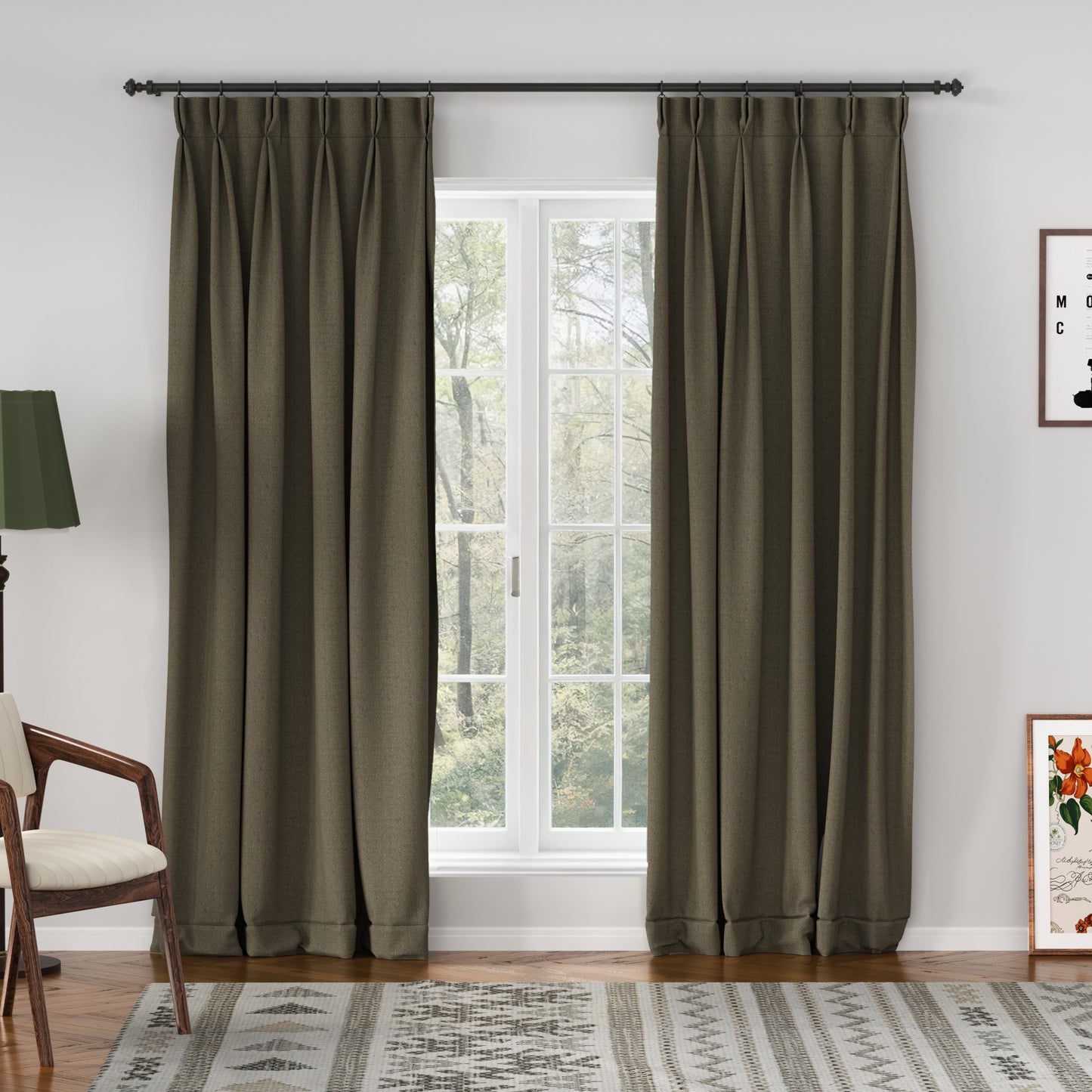 Chevron Textured Linen Blend Drape Pleated