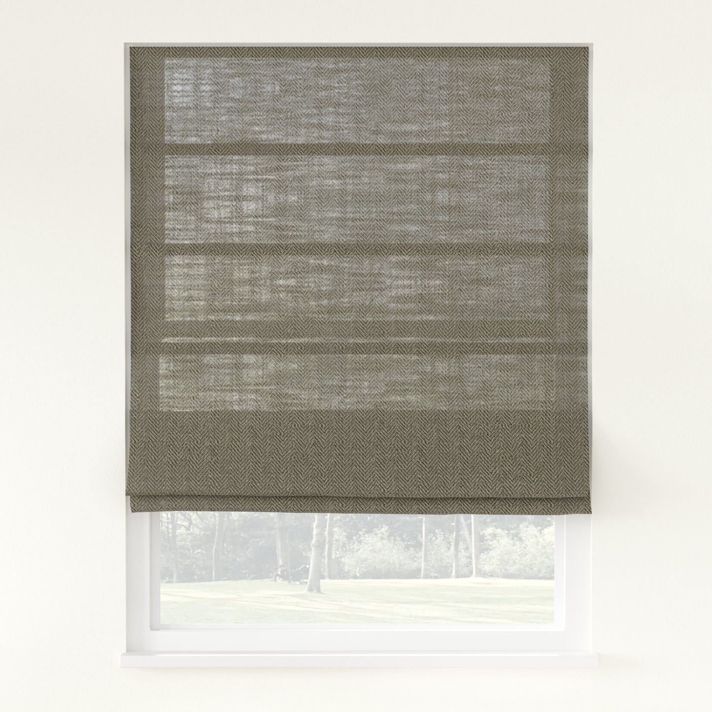 Chevron Herringbone Weave Linen Roman Shade Cordless