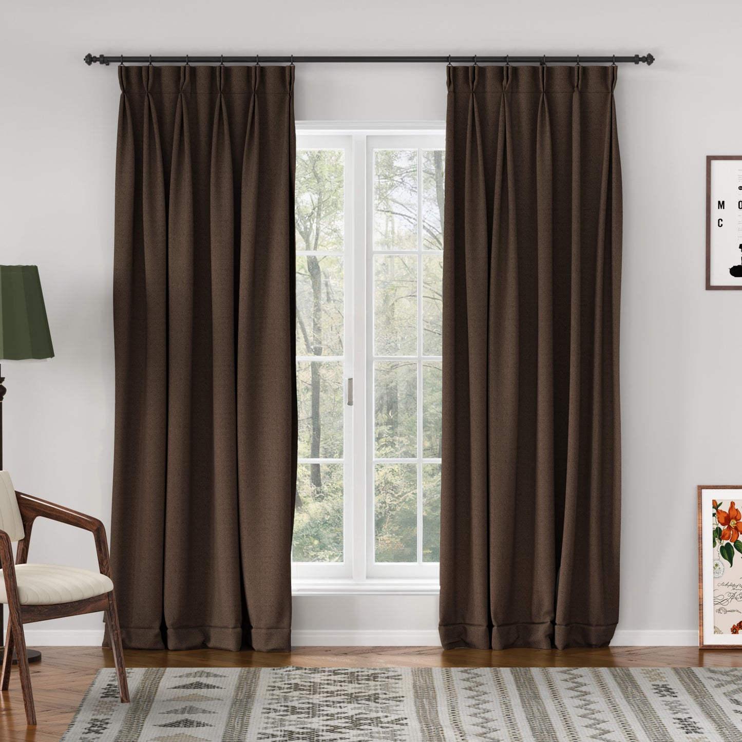 Chevron Textured Linen Blend Drape Pleated