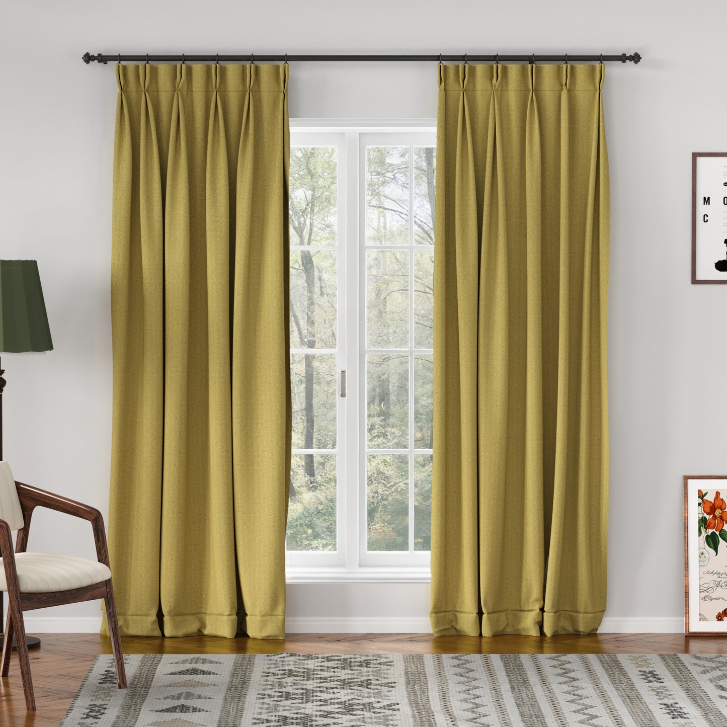 Chevron Textured Linen Blend Drape Pleated