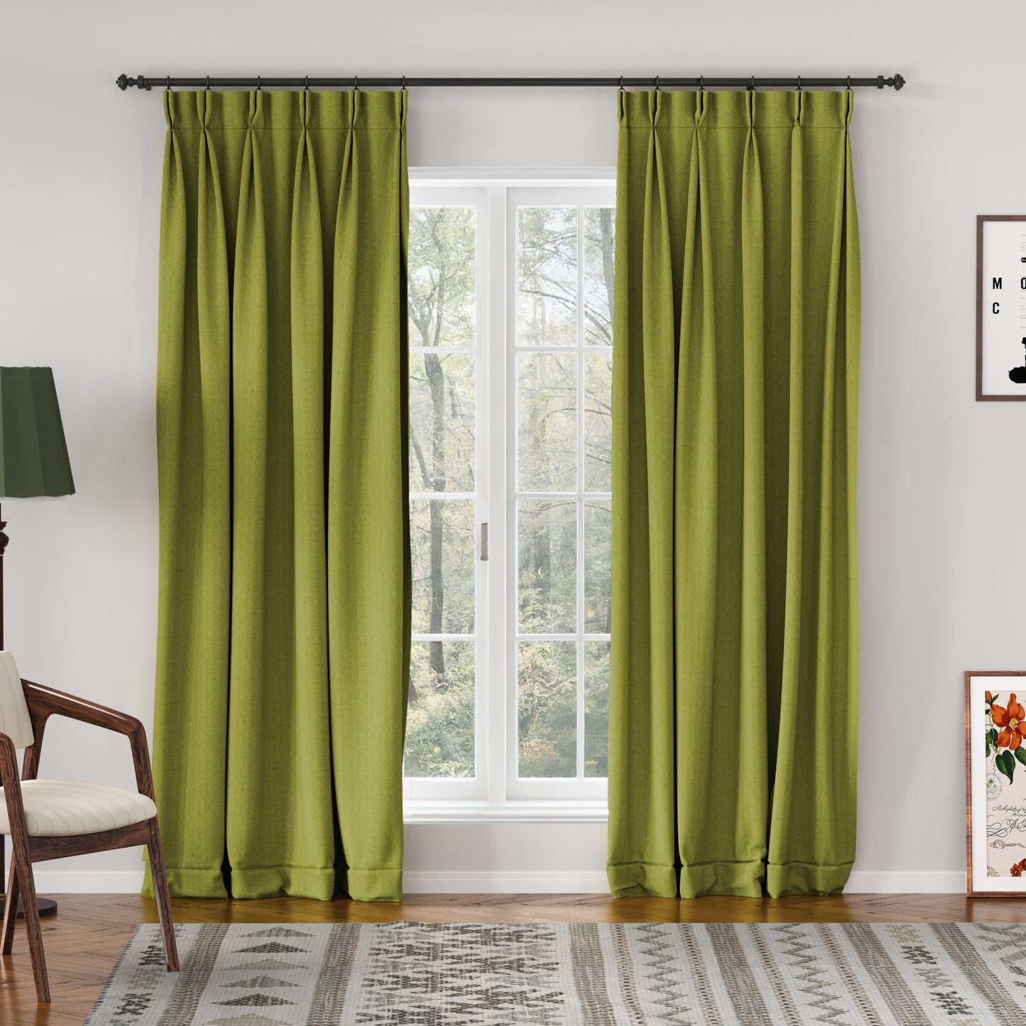 Chevron Textured Linen Blend Drape Pleated