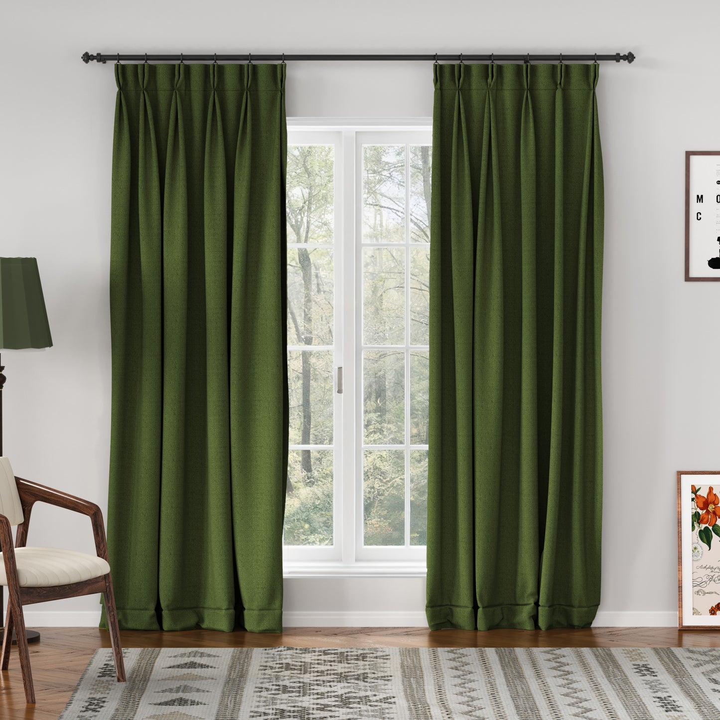 Chevron Textured Linen Blend Drape Pleated