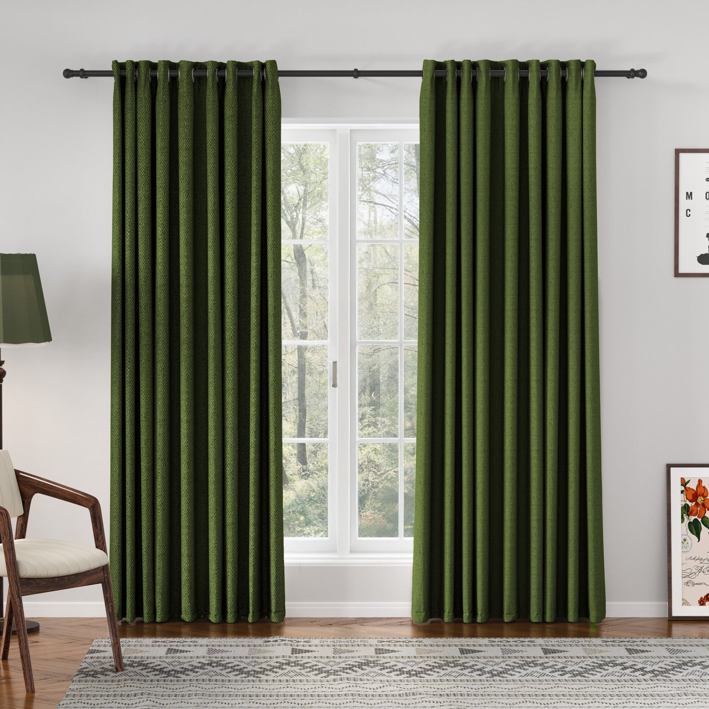 Chevron Textured Linen Blend Drapes Grommet