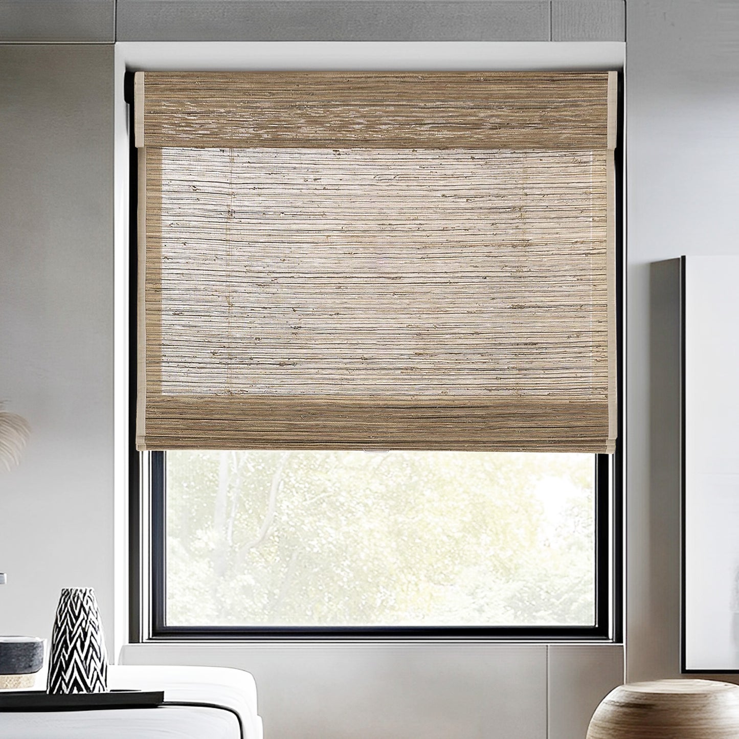 Jute Woven Bamboo Shade, Beeswax
