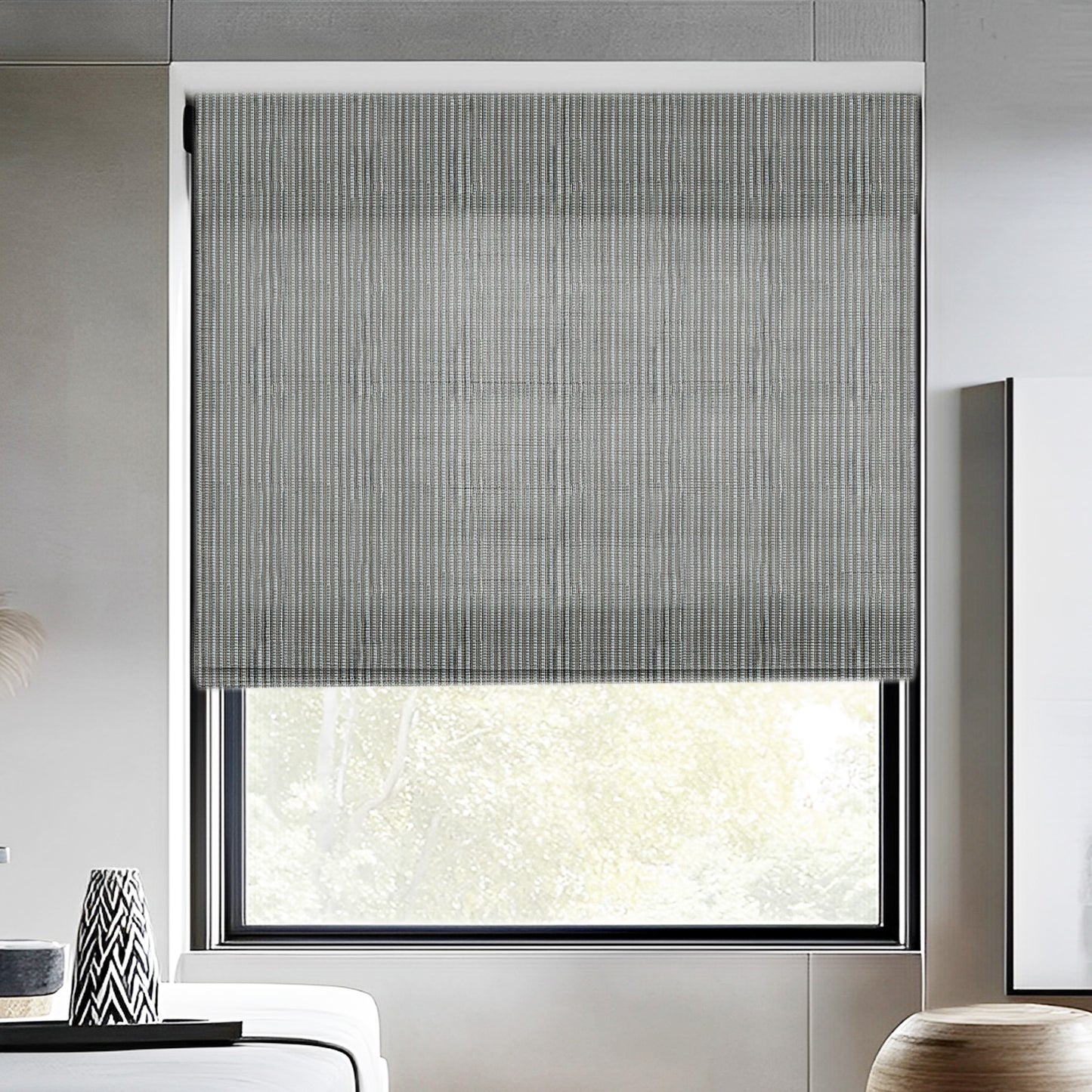 Kenaf Woven Bamboo Shade, Bone Weave