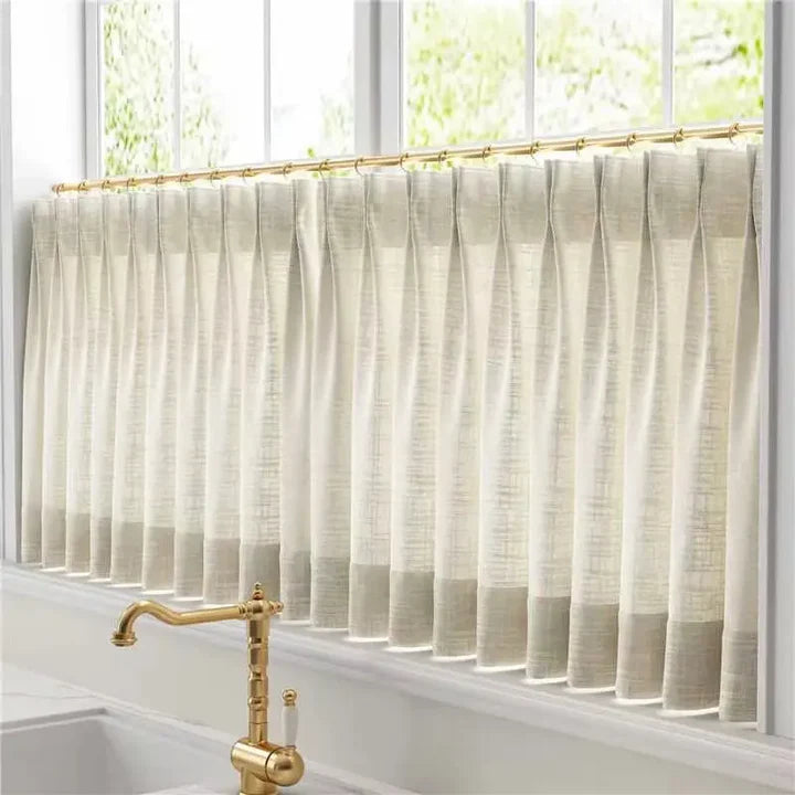 Florence Linen Pleated Cafe Curtains