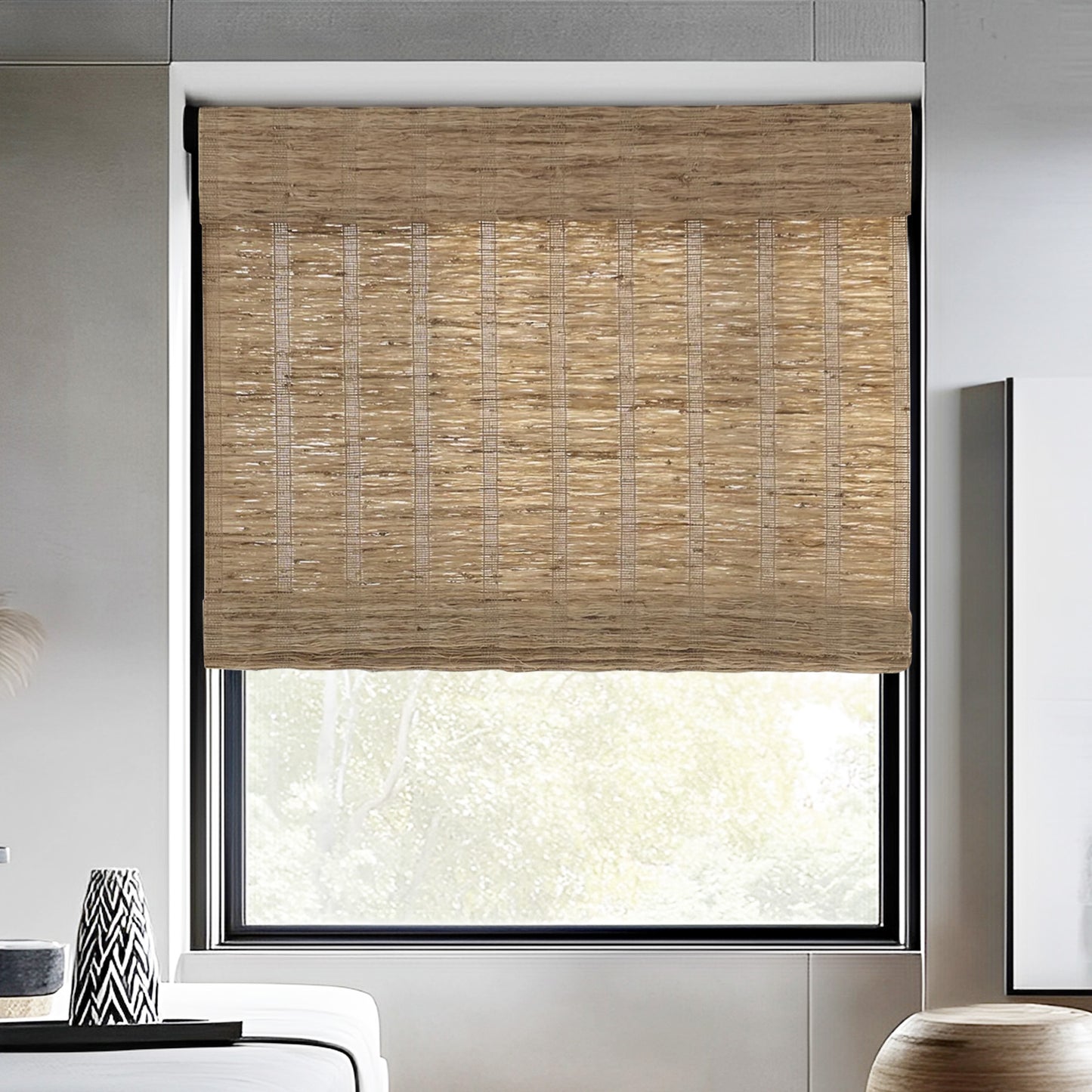 Ramie Woven Bamboo Shade, Latte Foam