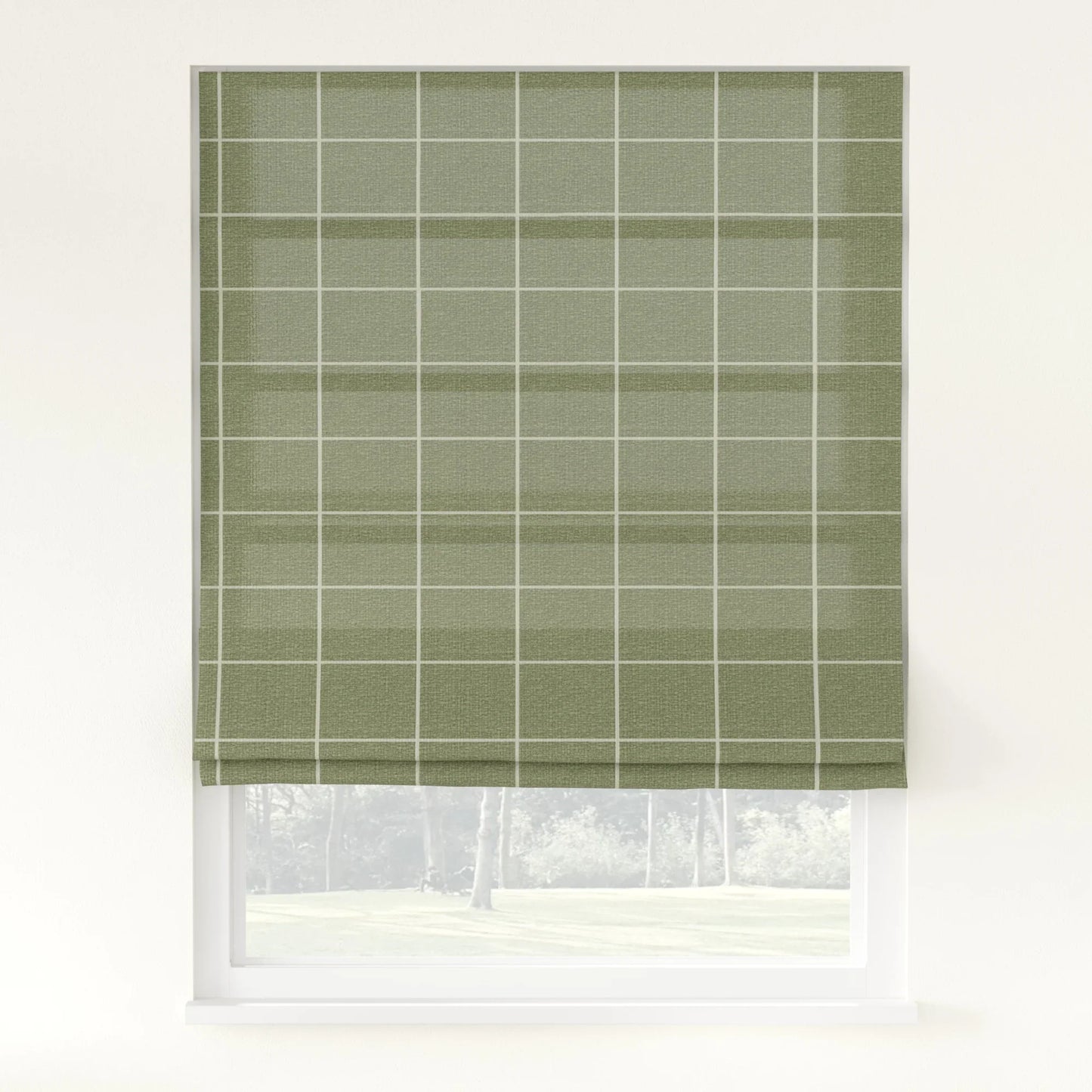 Sienna Linen Plaid Striped Roman Shade Cordless - LuxDrape